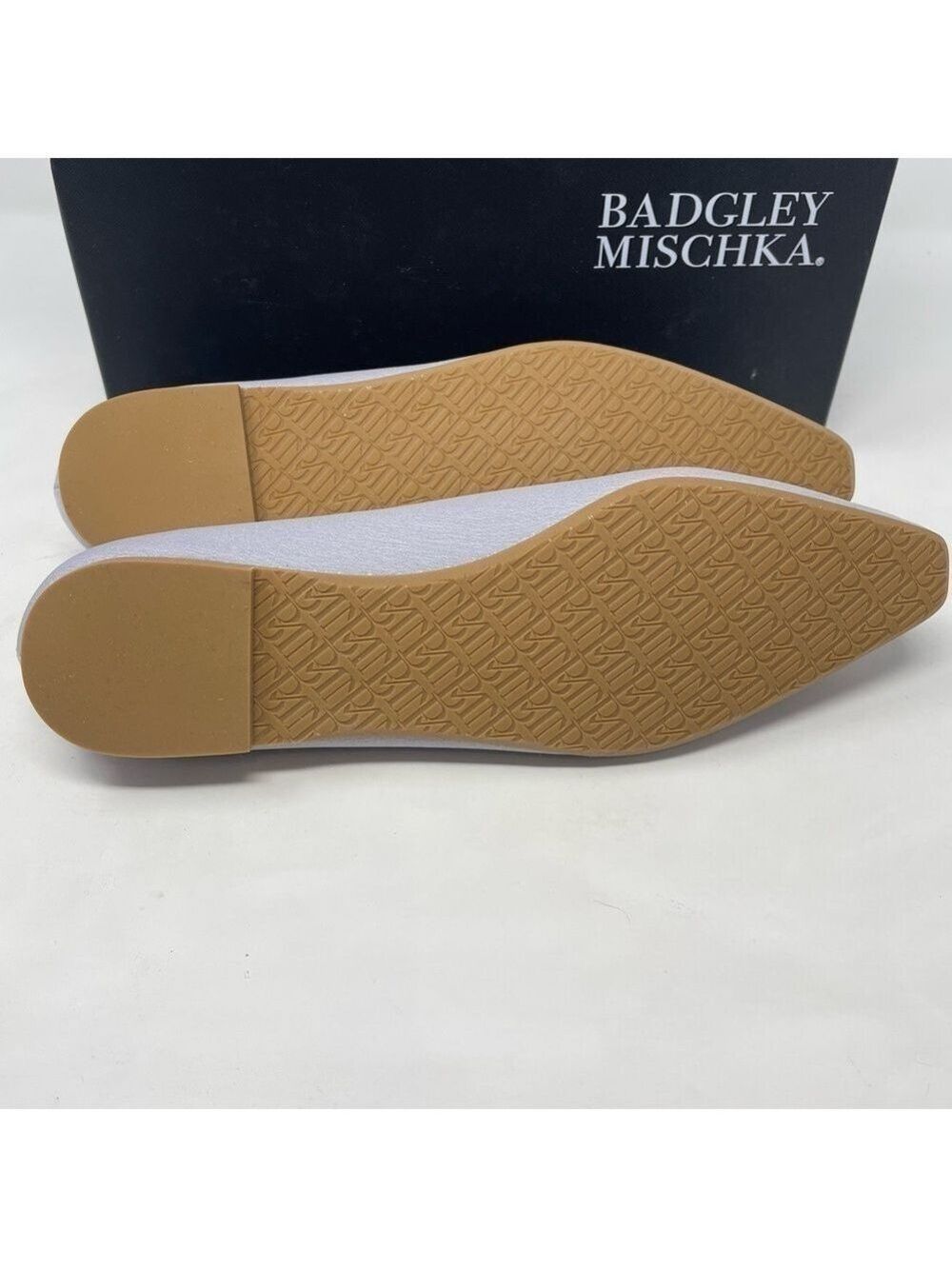 Badgley Mischka Emerie Embellished Crystal Buckle Satin Silver Slip on Flats NWT - Picture 11 of 13